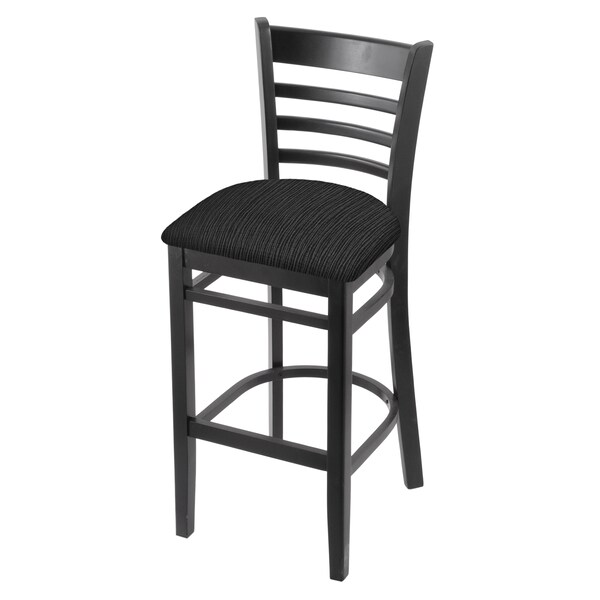 25" Counter Stool, Black Finish, Graph Coal Seat